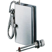 Colezium Benzinli Kibrit Çakmak Magnezyum Çubuklu Anahtarlıklı Benzinli Metal Kibrit Gümüş