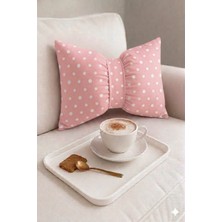 Hobizer Tekstil Dekoratif Fiyonk Puantiyeli Puf Yastık 50X40 cm Kırlent