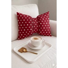 Hobizer Tekstil Dekoratif Fiyonk Puantiyeli Puf Yastık 50X40 cm Kırlent