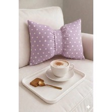 Hobizer Tekstil Dekoratif Fiyonk Puantiyeli Puf Yastık 50X40 cm Kırlent