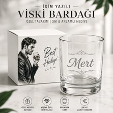 Şeffaf Cam Viski Bardağı - Kutulu-2 Adet-Istenilen Yazıyla