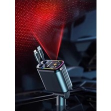Serreha 4 In 1 Geri Çekilebilir Araç Şarj Cihazı Rgb Işıklı USB C Kablosu IPhone Huawei Samsung Hızlı Şarj Kablosu Çakmak Adaptörü