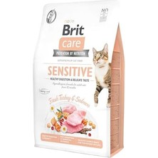 Brit Care Sensitive Healthy Digestion & Delicate Taste, Yetişkin Hassas Kediler Için, Tahılsız, Hipoalerjenik, Taze Hindi Etli ve Somonlu Kuru Mama, 2 kg