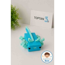 Toptan3D Axolotl Büyük Boy, Mavi Turkuaz Aksolotl Figür Oyuncak - 9 cm