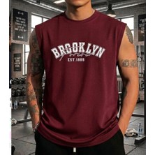 Nigrum Pardus Nıgrum Pardus Yeni Sezon Brooklyn Baskılı %100 Pamuk Kolsuz Büyük Beden Erkek T-Shirt