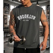 Nigrum Pardus Nıgrum Pardus Yeni Sezon Brooklyn Baskılı %100 Pamuk Kolsuz Büyük Beden Erkek T-Shirt