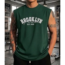 Nigrum Pardus Nıgrum Pardus Yeni Sezon Brooklyn Baskılı %100 Pamuk Kolsuz Büyük Beden Erkek T-Shirt