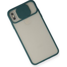 Erdo Ticaret iPhone x Kılıf Palm Buzlu Kamera Sürgülü Silikon - Yeşil