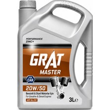 Grat 20W-50 Motor Yağı 3 Litre Apı Sl/cf Benzinli Dizel Araç Yağı