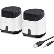sbodurhome Masaüstü Hoparlör 1+1 USB + 3.5mm - Beyaz HD6024W