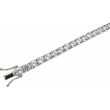 Desing 925 Ayar Gümüş Su Yolu Kadın Bileklik Beyaz Taşlı Işıltılı Zarif Takı 5 mm | 17.40 gr