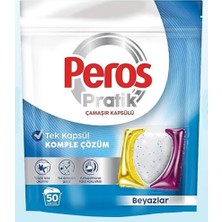 Peros Çamaşır Deterjanı Tableti (Kapsülü) Beyazlar Için 50 Adet