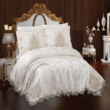 Veramoni Elegant Çift Kişilik Pike Takımı 6 Parça Çeyizlik Krem