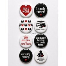 Punky Store 8 Li Set-13 Kitap Temalı Rozet Seti Book Lover Okuma Kitap Kurdu