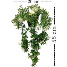 Cennet Home Sarkan Yabangülü Aranjmanı Sarmaşık Siyah Yakut Plastik Saksıda 55 cm Dekoratif Yapay Çiçek –