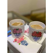 Blue Blanc Kırmızı Gül Espresso, Double Türk Kahvesi Fincanı