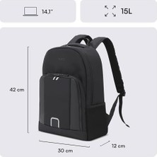 Luna Eco MCE-1211 Çevre Dostu Reflektörlü Laptop Sırt Çantası, Seyahat Sırt Çantası, MacBook Sırt Çantası, Erkek Kadın 14.1 Inç Bilgisayar Çantası, Siyah