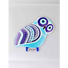 Mundy Göcek Temalı Polyester Kabartmalı Nazar Baykuş Magnet 5,5 x 9 cm  Dekoratif Hediyelik Buzdolabı Süsü  (KOD:1143)