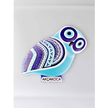 Mundy Akçakoca Temalı Polyester Kabartmalı Nazar Baykuş Magnet 5,5 x 9 cm  Dekoratif Hediyelik Buzdolabı Süsü  (KOD:1141)