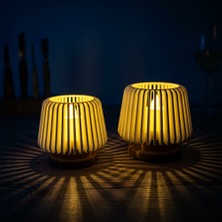 Lina Hobby Modern Tasarım Dekoratif Mini Abajur Görünümlü Masaüstü Lambası ve Mumluk ( LED Mumlar Dahil )