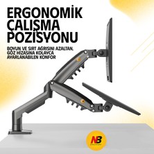 Yuwa North Bayou NB-F160 Çift Kollu Amortisörlü Monitör Standı (17"-27" / 2-9 Kg) - 360° Hareketli Profesyonel Masa Askı Aparatı