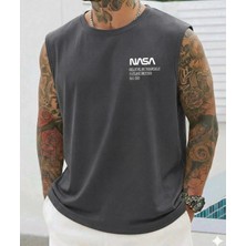 Nigrum Pardus Nıgrum Pardus Yeni Sezon Nasa Baskılı %100 Pamuk Büyük Beden Kolsuz Erkek T-Shirt