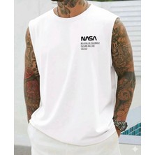 Nigrum Pardus Nıgrum Pardus Yeni Sezon Nasa Baskılı %100 Pamuk Büyük Beden Kolsuz Erkek T-Shirt