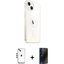 Marsilyan™- iPhone 14 Kılıf Ahenk Yansıma Prime - Siyah 3D Antistatik Hayalet Cam Ekran Koruyucu + Shine Kamera Lens - Gs