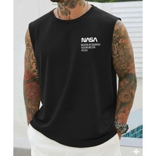 Nigrum Pardus Nıgrum Pardus Yeni Sezon Nasa Baskılı %100 Pamuk Büyük Beden Kolsuz Erkek T-Shirt