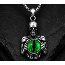 Voyage Accessory Paslanmaz Çelik Gothic Tasarım Kurukafa Kolye