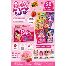 Emrah Gültekin Hleks Barbie Patlayan Şeker 20 Paket Çilek Aromalı Popping Candy 4 gr x 20 Adet Toplam 80 gr