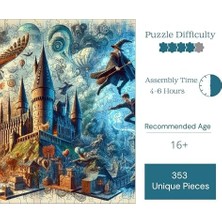 Ahşap Puzzle Yetişkin - Sihirbazlık ve Büyücülük Okulu - 353 Parça, 29 x 29 cm - Yapıştırıcı Folyo Dahil - Benzersiz Şekilli Parçalar & Özel Figürler - S1-05