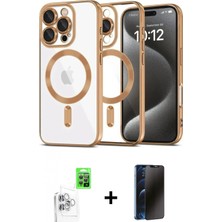 Marsilyan™- iPhone 16 Pro Max Kılıf Nova Işık Özel Seri - Siyah 3D Antistatik Hayalet Cam Ekran Koruyucu + Raze Metal Kamera Lens - Bz