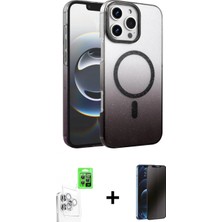 Marsilyan™- iPhone 16 Pro Max Kılıf Ahenk Doku Özel Seri - Siyah 3D Antistatik Hayalet Cam Ekran Koruyucu + Raze Metal Kamera Lens - Bz