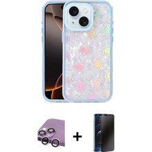 Marsilyan™- iPhone 14 Kılıf Odak Prime - Siyah 3D Antistatik Hayalet Cam Ekran Koruyucu + Raze Metal Kamera Lens - Gs