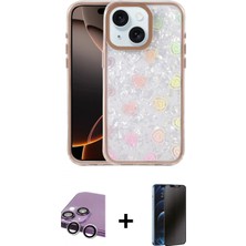 Marsilyan™- iPhone 14 Kılıf Odak Prime - Siyah 3D Antistatik Hayalet Cam Ekran Koruyucu + Raze Metal Kamera Lens - Gs