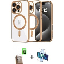 Marsilyan™- iPhone 16 Pro Max Kılıf Nova Işık Özel Seri - Siyah 3D Antistatik Cam Ekran Koruyucu + Raze Metal Kamera Lens - Cltm