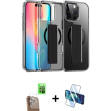 Marsilyan™- iPhone 16 Pro Max Kılıf Nova Işık Koleksiyonu - Siyah 3D Antistatik Cam Ekran Koruyucu + Raze Metal Kamera Lens - Cltm