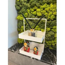 20X20 Beyaz Tezgahüstü Mutfak ve Banyo Iki Katlı Organizer