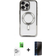 Marsilyan™- iPhone 16 Pro Max Kılıf Nova Işık Özel Seri - Siyah 3D Antistatik Hayalet Cam Ekran Koruyucu + Raze Metal Kamera Lens - Bz