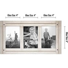 10X15 cm Üçlü Fotoğraf Çerçevesi, Cilalı Kristal Berraklığında Cam, Hampton Koleksiyonu, Titrek Kavak Beyazı Ahşap Kolaj Fotoğraf Çerçevesi Masaüstü ve Duvar Sergilemesi Için