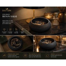 🖤 Bitkitürk El Yapımı Siyah Beton Saksı – Modern Sukulent, Bonsai ve Kaktüs Saksısı 19X8 cm
