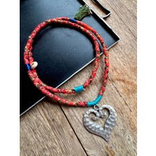 Store By Dilara Özel El Işi Etnik Otantik Bohem Kolye - Kalp Detaylı