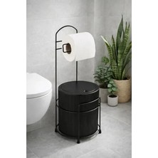 Die Grup Lüx Banyo Wc Tuvalet Kağıtlığı Çöp Kovası Takım, 6 Litre, Siyah