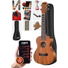 Die Grup Hakiki Ağaç Tenör Ukulele, Taşıma Çantası ile Set