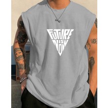 Nigrum Pardus Nıgrum Pardus Yeni Sezon Trıangle Future Baskılı %100 Pamuk Büyük Beden Kolsuz Erkek T-Shirt