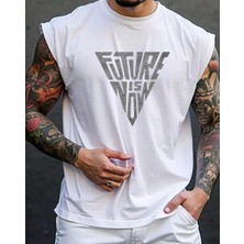 Nigrum Pardus Nıgrum Pardus Yeni Sezon Trıangle Future Baskılı %100 Pamuk Büyük Beden Kolsuz Erkek T-Shirt
