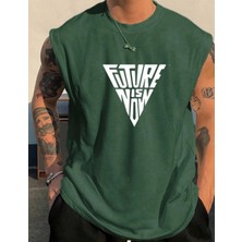 Nigrum Pardus Nıgrum Pardus Yeni Sezon Trıangle Future Baskılı %100 Pamuk Büyük Beden Kolsuz Erkek T-Shirt