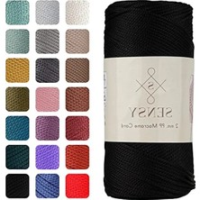 Die Grup 2 mm - 200 gr Polyester Makrome Ipi Siyah 230 M Polyester Makrome Ip Supla Ip ve Çanta Ipliği (Siyah)