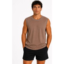 Sivon Wear Erkek Kontrast Biyeli Kolsuz Atlet Bisiklet Yaka Yazlık Basic Atlet